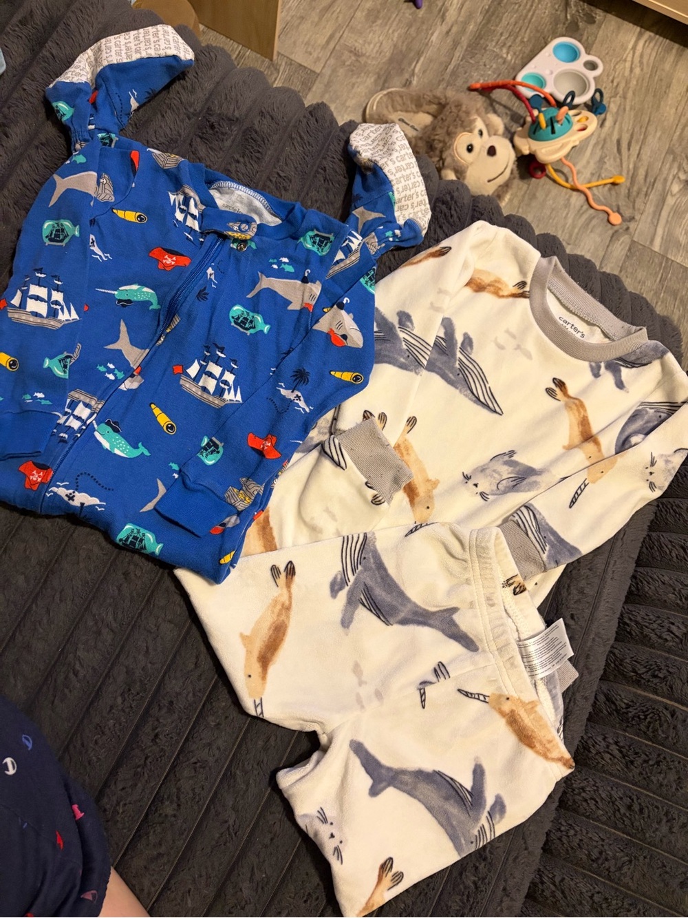 Carter's Blue and Cream Whale & Sea Creature Pajama Sets
